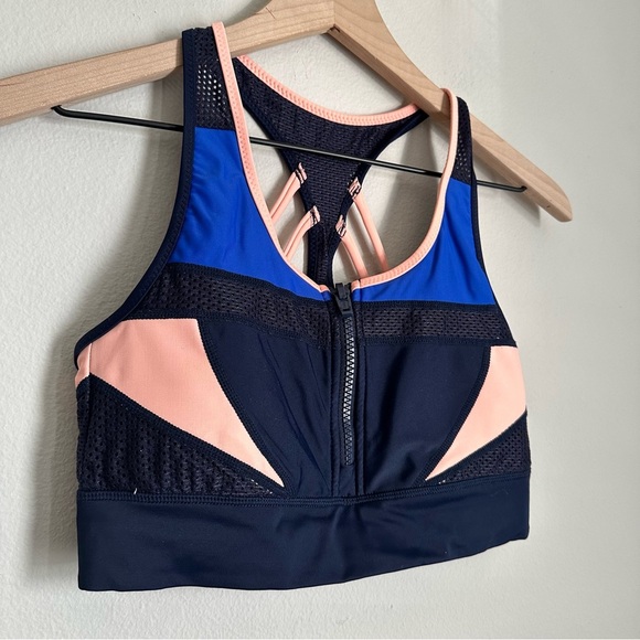 Athleta Trissential Crop Leggings & sports bra set Colorblock Blue/Peach - Picture 6 of 12